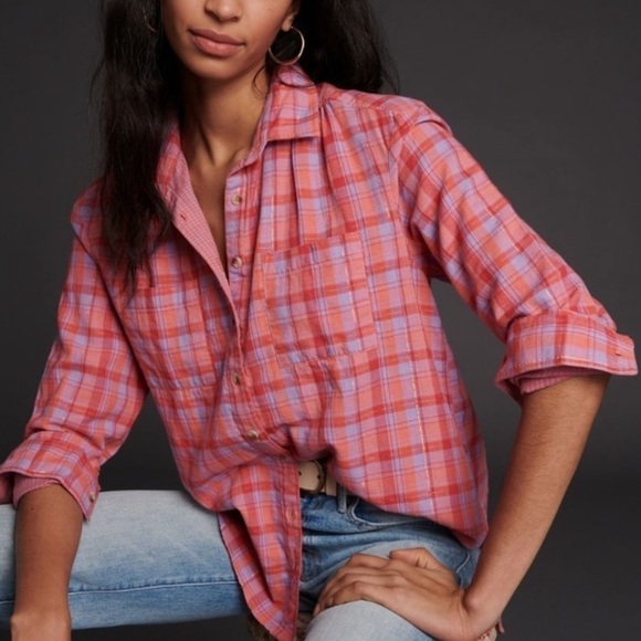 NWT Anthro Seen Worn Kept Romy Plaid Buttondown - Picture 1 of 9